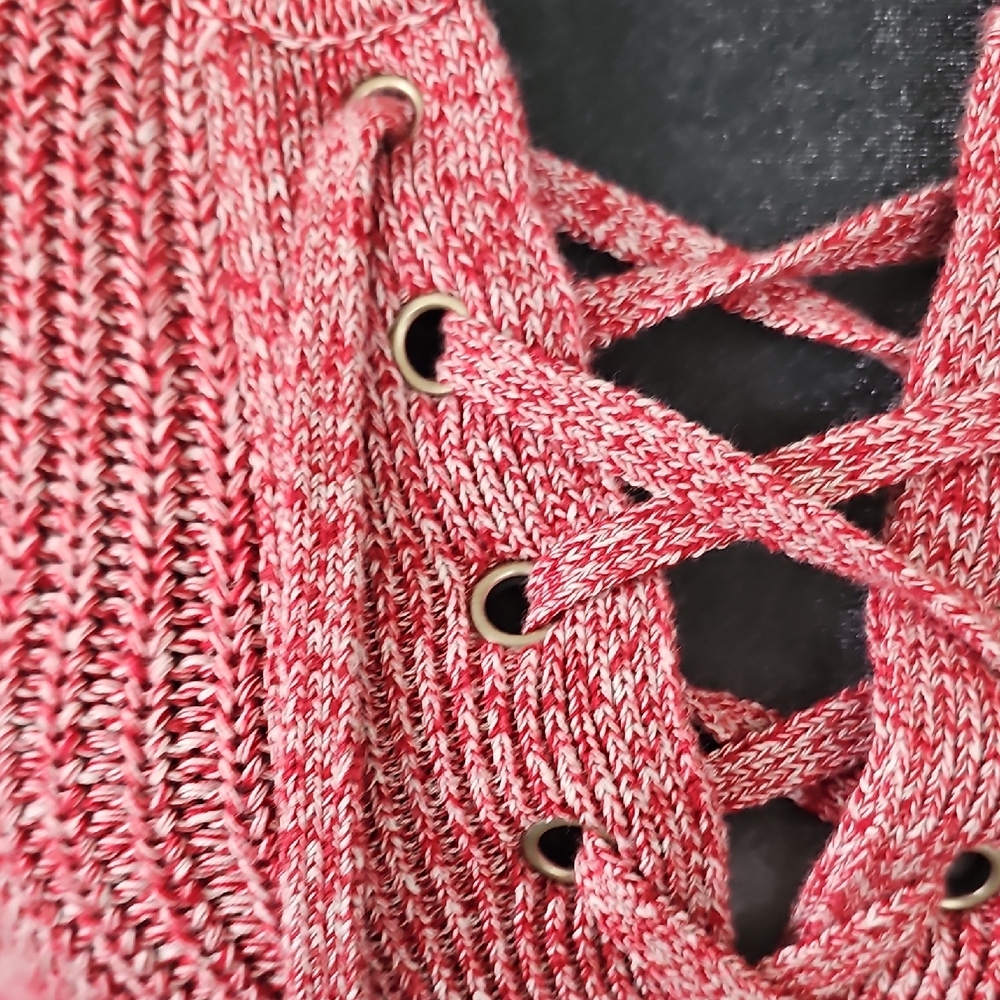Madewell Marled Ribbed Lace-Up  Sweater. - Picture 7 of 9